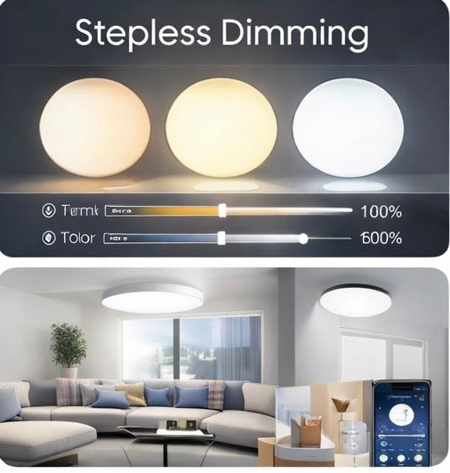 Smart LED Deckenlampe 36W / 50W – Dimmbar mit App & Fernbedienung | Modernes Design