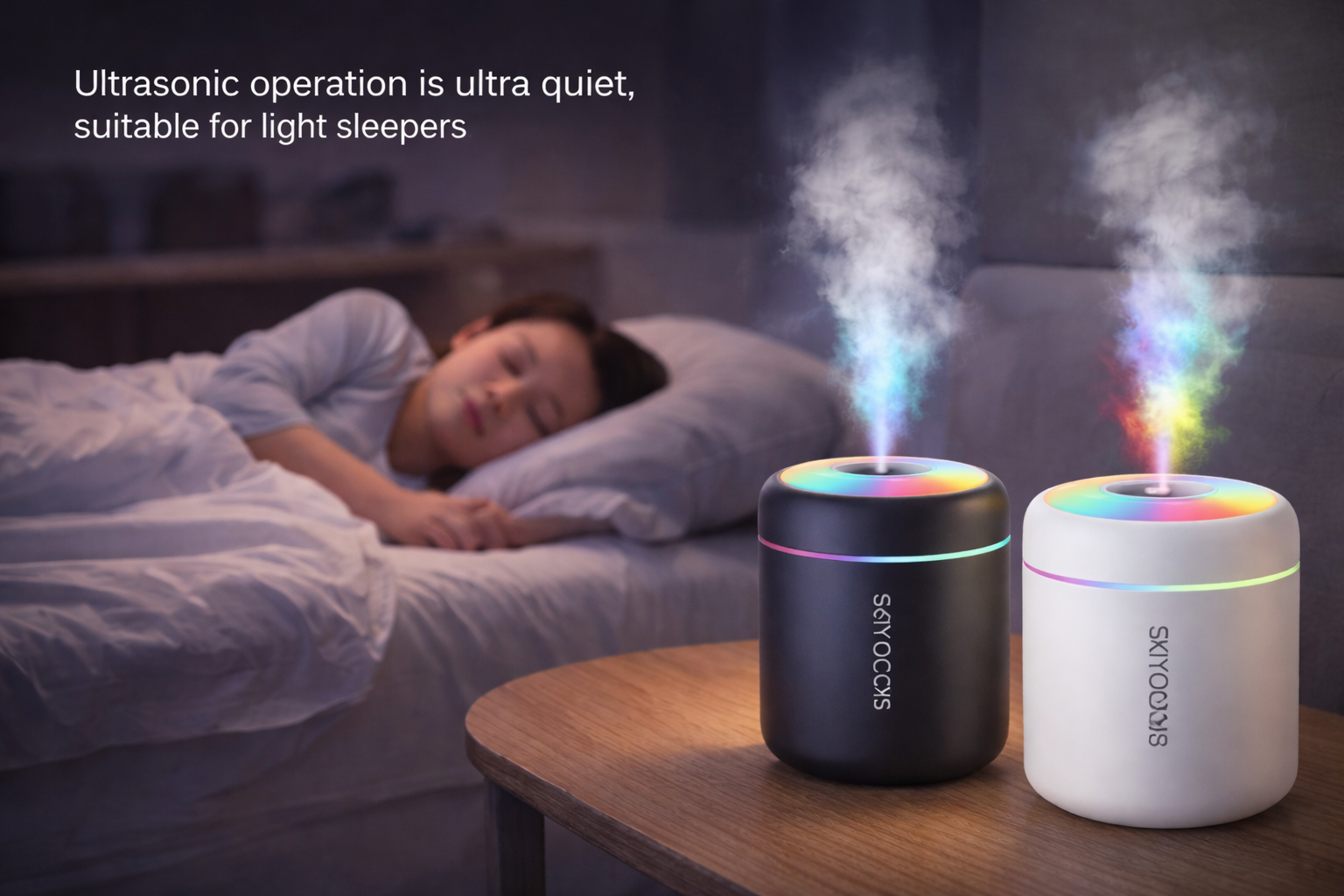 Mini Air Humidifier USB Aroma Diffuser 180 ml – Ultraschall Luftbefeuchter mit LED-Nachtlicht für Auto, Büro & Schlafzimmer