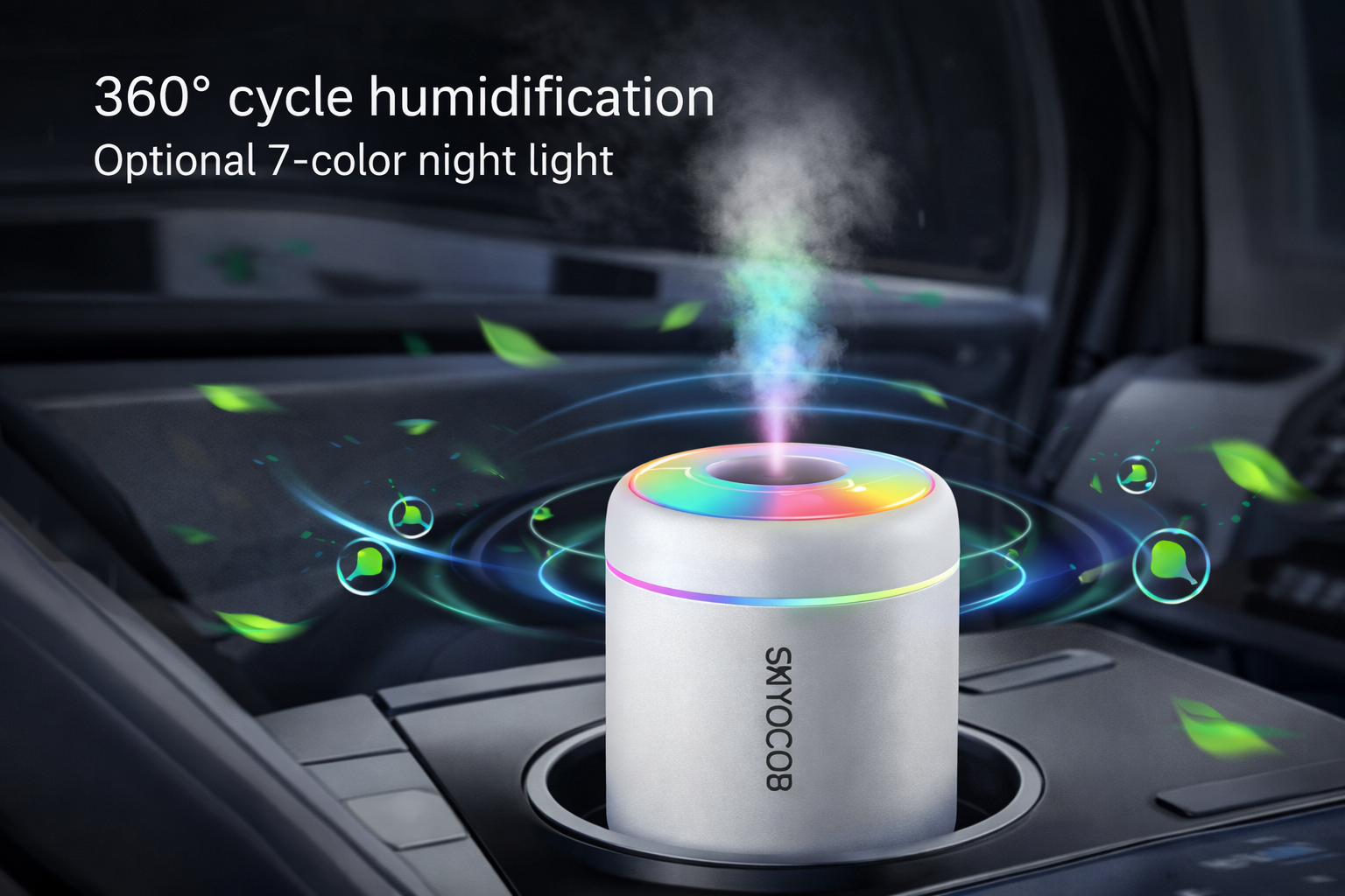 Mini Air Humidifier USB Aroma Diffuser 180 ml – Ultraschall Luftbefeuchter mit LED-Nachtlicht für Auto, Büro & Schlafzimmer