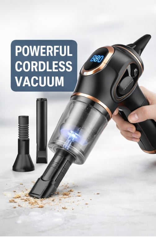 Kabelloser Hochleistungs-Handstaubsauger mit Display – Perfekt für Auto, Sofa & Haushalt