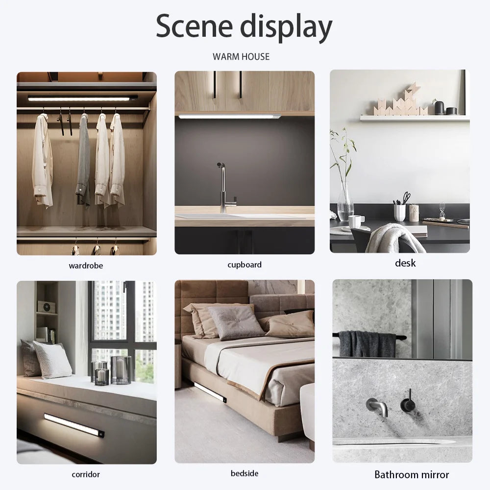 LED Nachtlicht mit Bewegungssensor – USB wiederaufladbar für Schrank & Küche