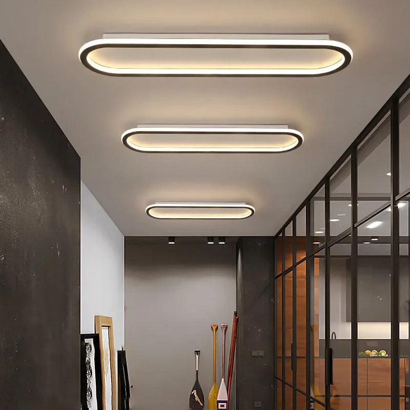 Modern LED Ceiling Light Ultra-thin Minimalist Design Black 40/60/80CM For Corridors Bedrooms Cloakrooms Entrances Dining Rooms