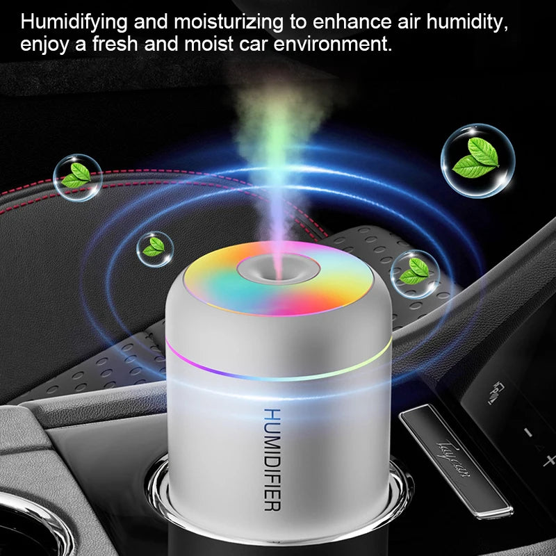 Mini Air Humidifier USB Aroma Diffuser 180 ml – Ultraschall Luftbefeuchter mit LED-Nachtlicht für Auto, Büro & Schlafzimmer