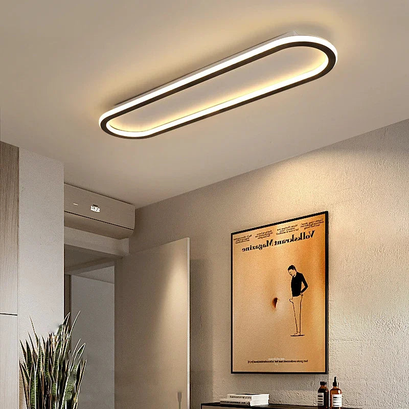Modern LED Ceiling Light Ultra-thin Minimalist Design Black 40/60/80CM For Corridors Bedrooms Cloakrooms Entrances Dining Rooms