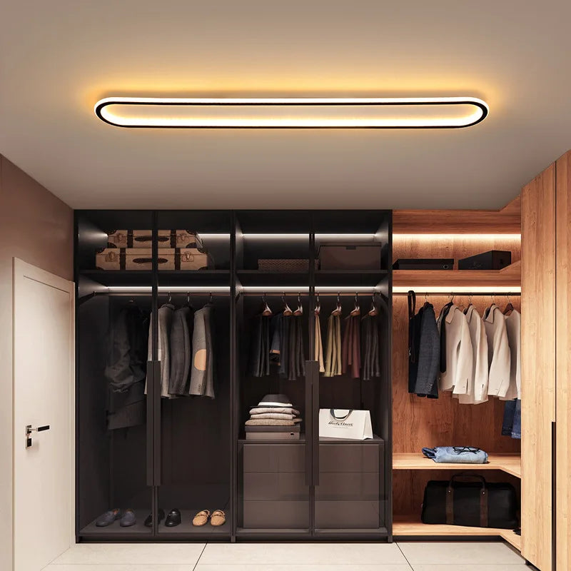 Modern LED Ceiling Light Ultra-thin Minimalist Design Black 40/60/80CM For Corridors Bedrooms Cloakrooms Entrances Dining Rooms