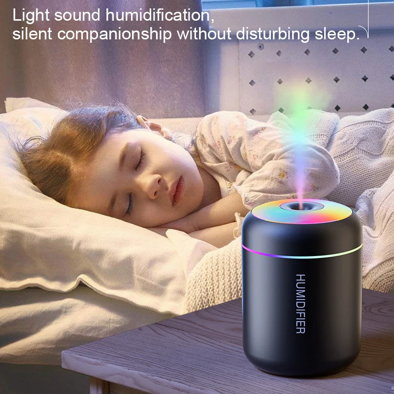 Mini Air Humidifier USB Aroma Diffuser 180 ml – Ultraschall Luftbefeuchter mit LED-Nachtlicht für Auto, Büro & Schlafzimmer
